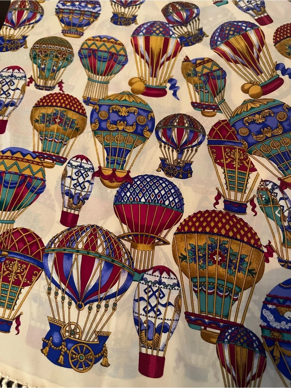 SILK Vintage Hot Air Balloon Scarf with Fringe